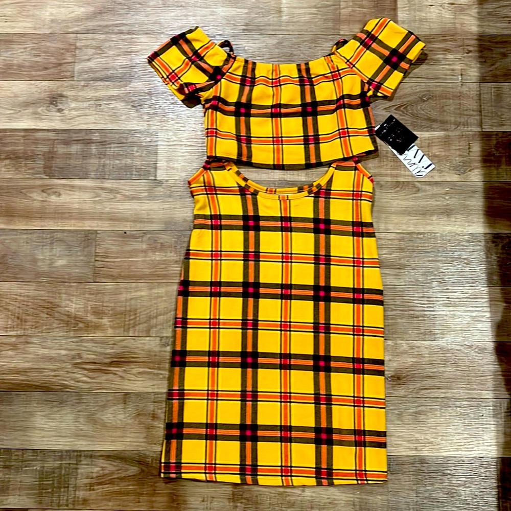 Super cute crop top 2 piece mini dress